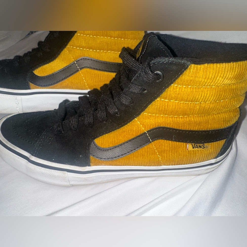 Vans Black and Yellow Corduroy High-Tops
